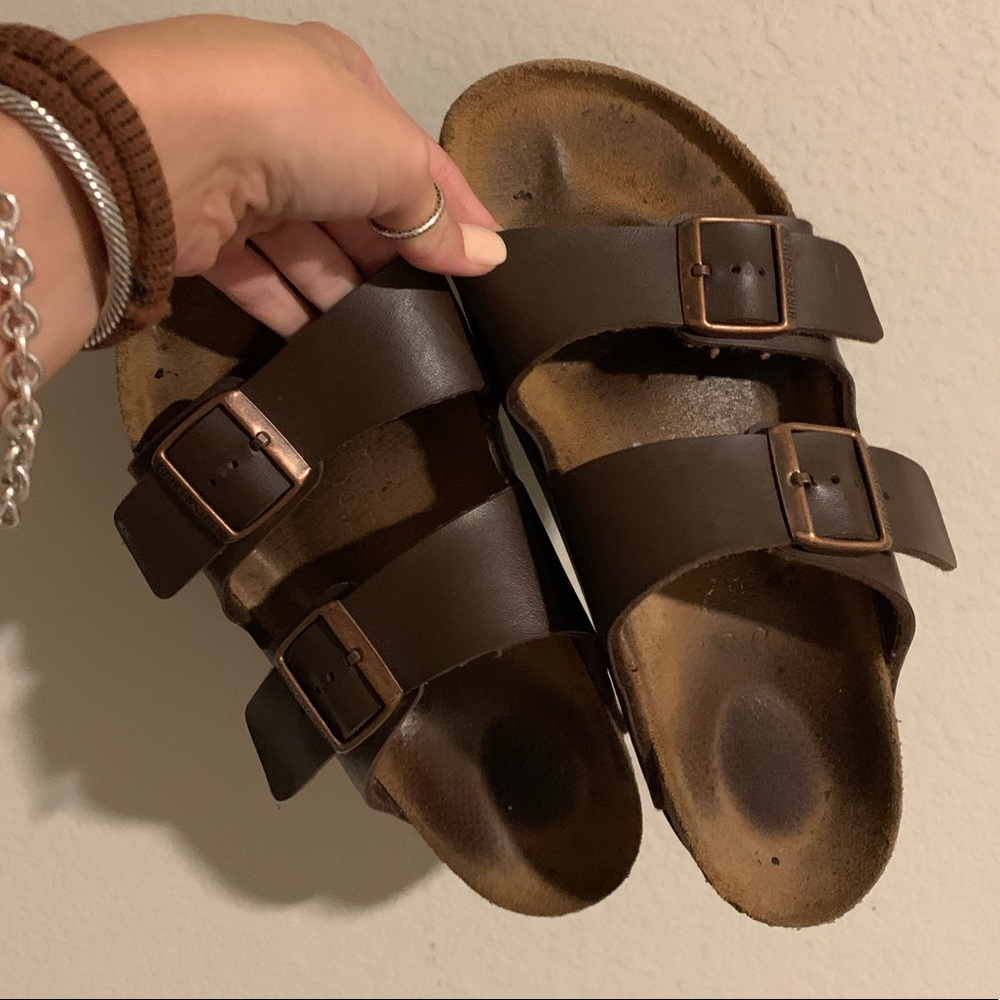 Women’s brown leather Birkenstock’s